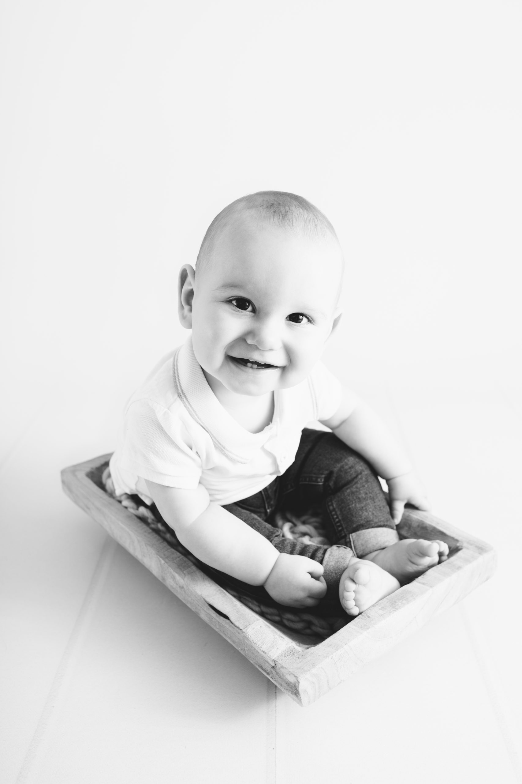 bébé 1 an photo anniversaire portrait noir et blanc Liège Aywaille